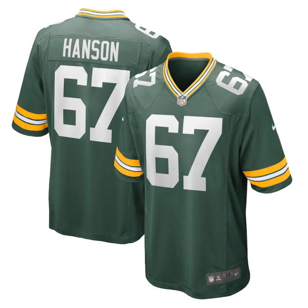 mens nike jake hanson green green bay packers game jersey